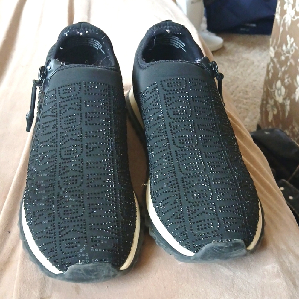 Black Slip-On Sneakers with Rhinestones